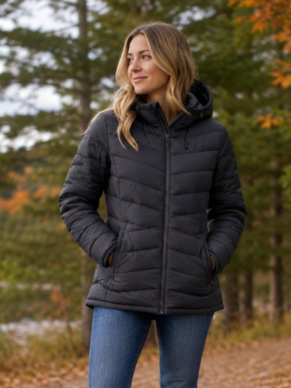 Spyder Women's Black Hooded Puffer Jacket Quilted Zip Front Lightweight M